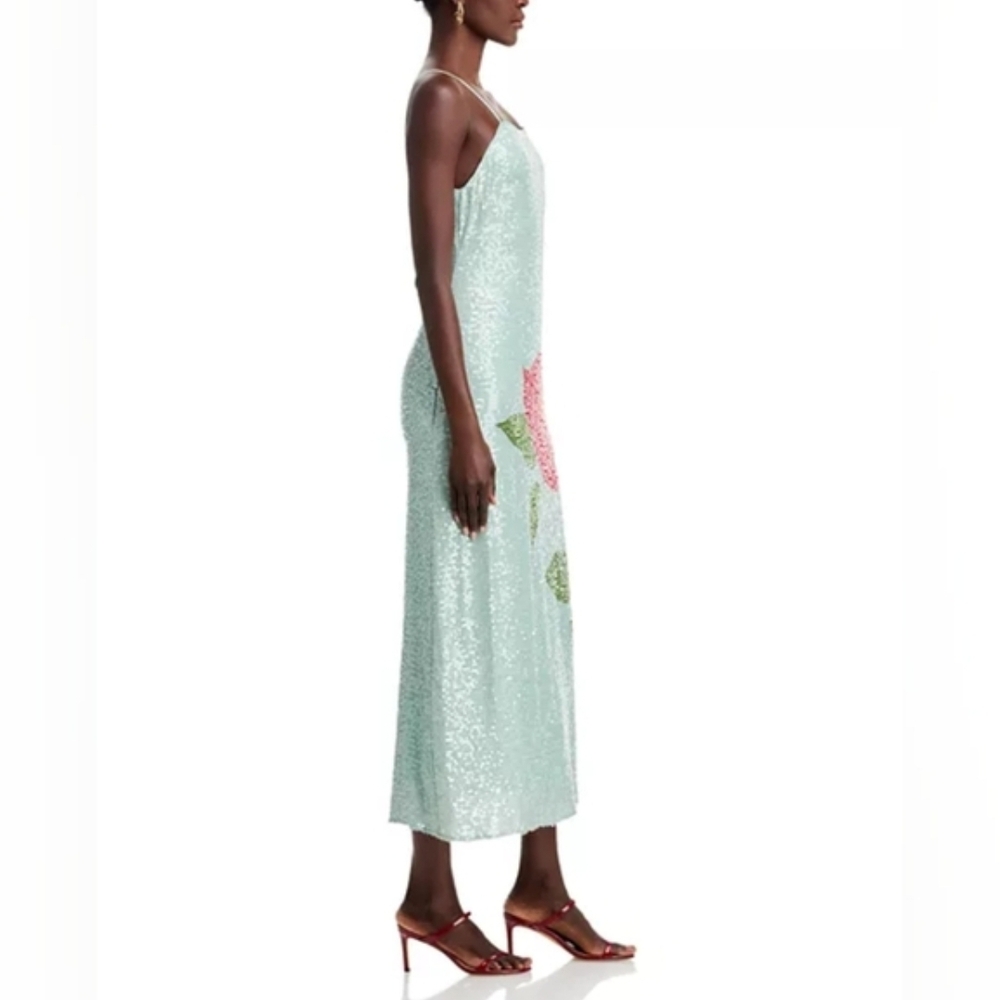 FARM Rio Mint Sequin Maxi Dress with Pink Floral - Picture 6 of 10